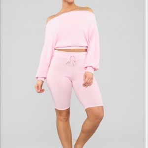 Pink two piece outfit fashion nova